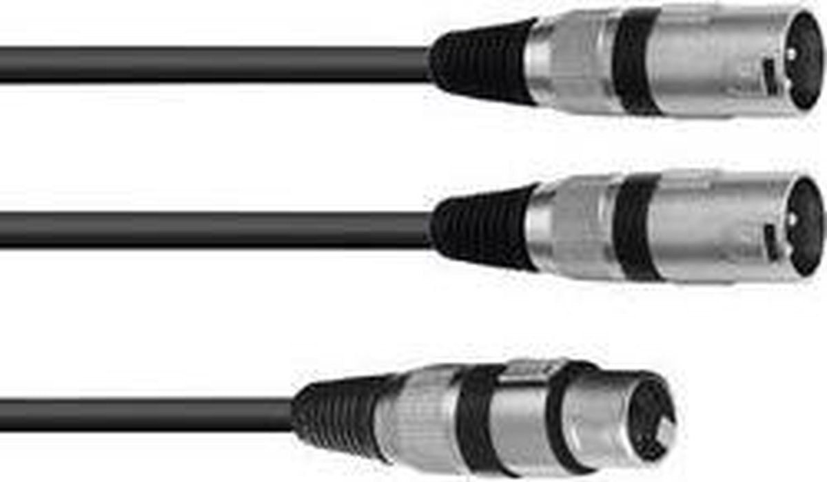XLR Adapterkabel [1x XLR-bus 3-polig - 2x XLR-stekker 3-polig] 0.50 m Zwart Omnitronic