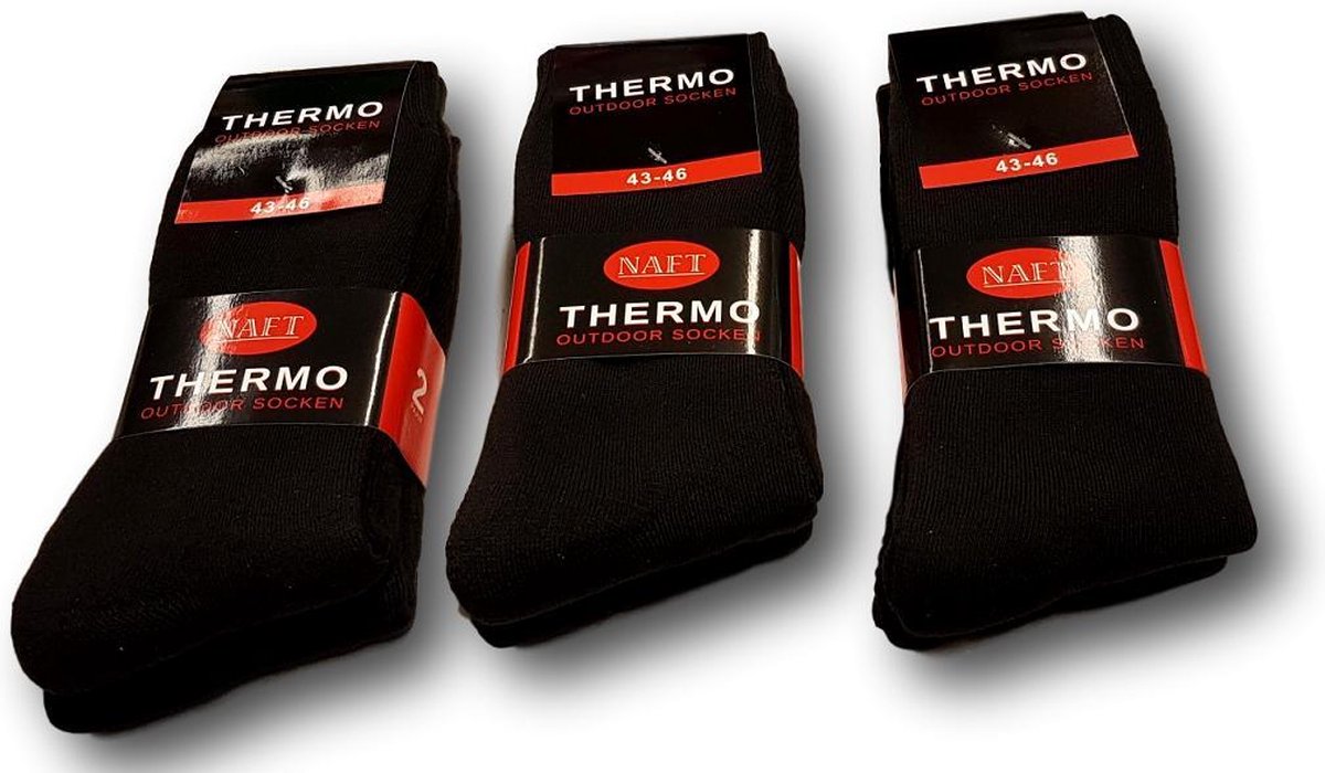 Thermo Sokken 6 Paar Zwart Maat 43/46