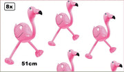 8x Opblaasbare Flamingo 51 cm - Hawai tropical tuin feest zomer party dieren fun festival  opblaas