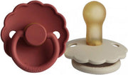 FRIGG Daisy Fopspeen Baked Clay / Cream 0-6 Mnd 2 Stuks