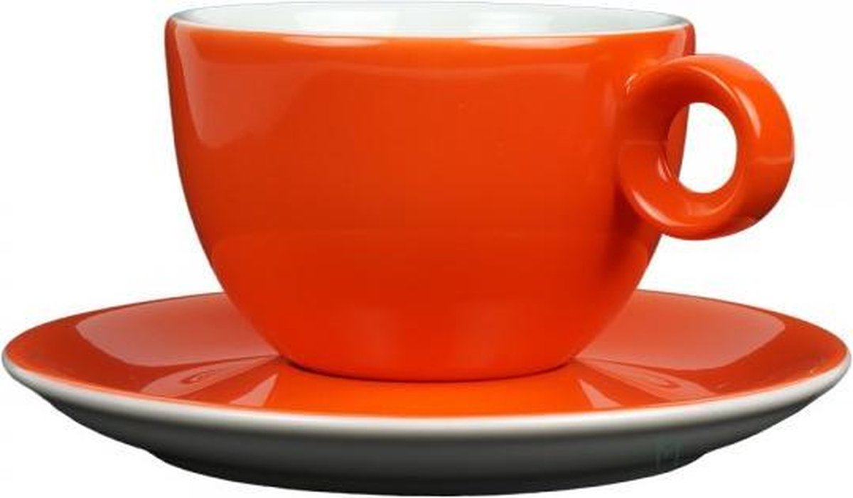 Cappuccinokopje met schotel - 200ml - Mosterdman - Oranje