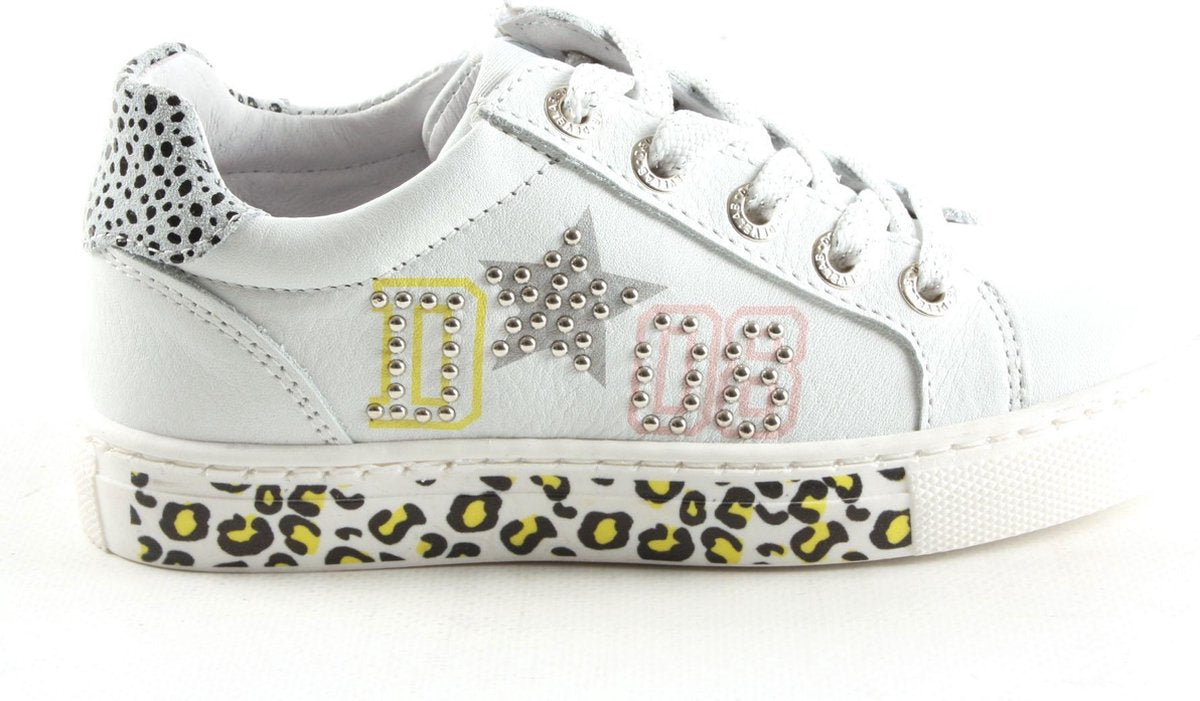 Meisjes Veterschoenen Develab 41838-059 Leopard Wit - Maat 29