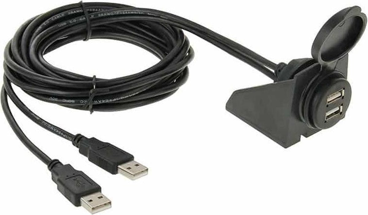 2 USB 2.0 mannelijk naar vrouwelijk verlengsnoer met auto-inbouw