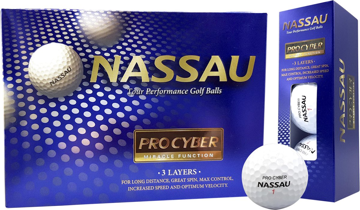 Nassau Pro Cyber - Golfballen - 12 stuks - Wit