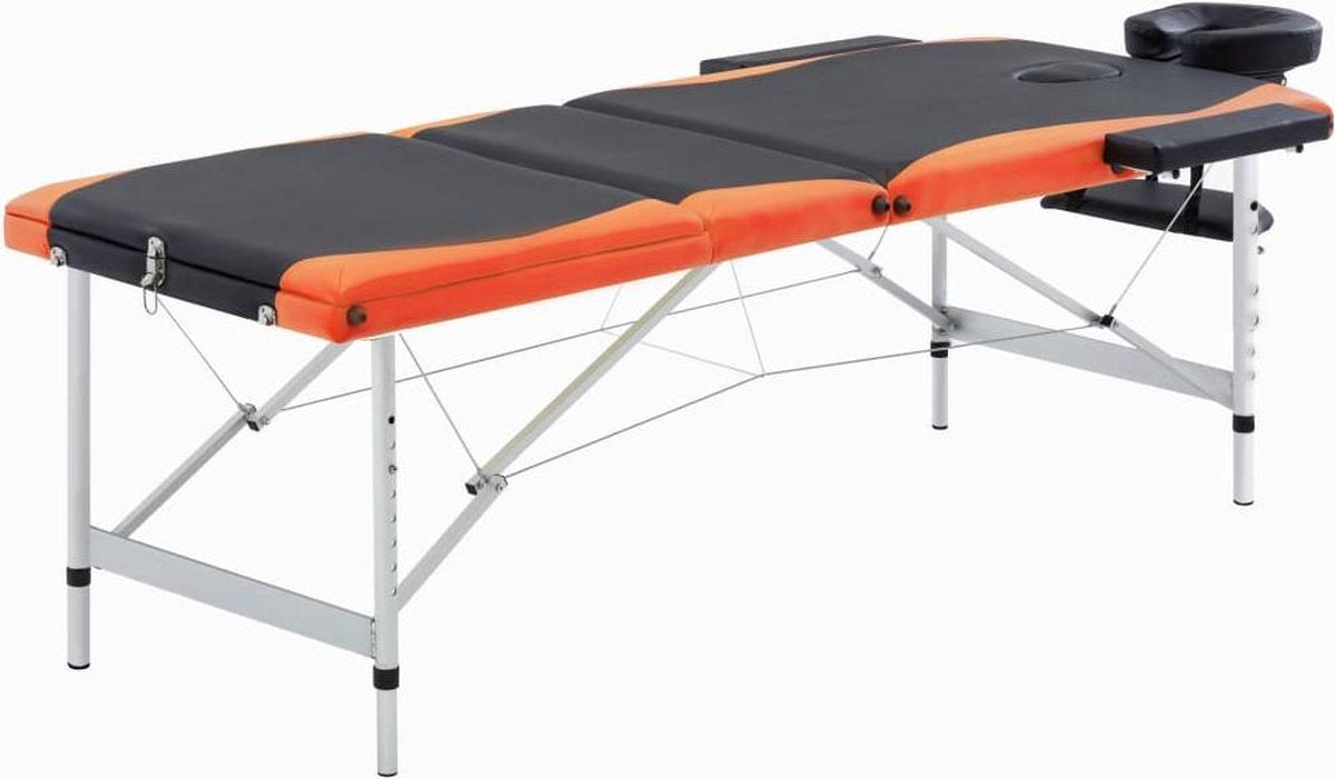 Medina Massagetafel inklapbaar 3 zones aluminium zwart en oranje