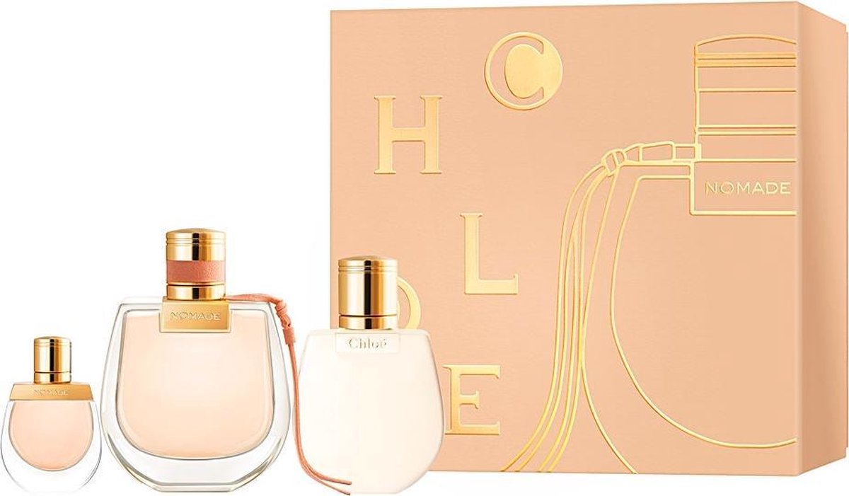 Chloé Nomade Giftset - 75 ml eau de parfum spray + 5 ml eau de parfum tasspray + 100 ml bodylotion - cadeauset voor dames