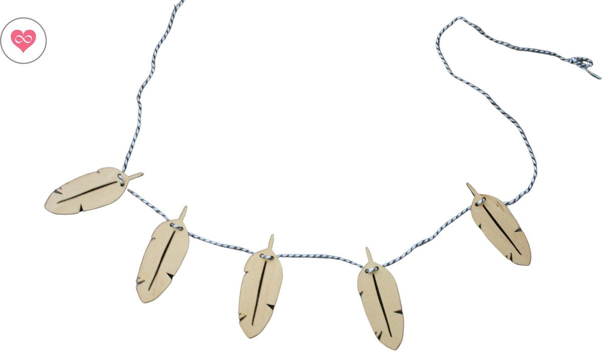 Cadeau geboorte | Houten slinger | Veer