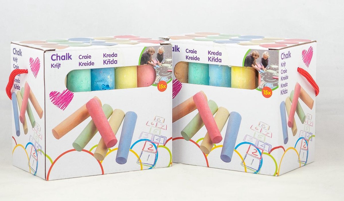 Stoepkrijt 2x 15 stuks - 5 kleuren
