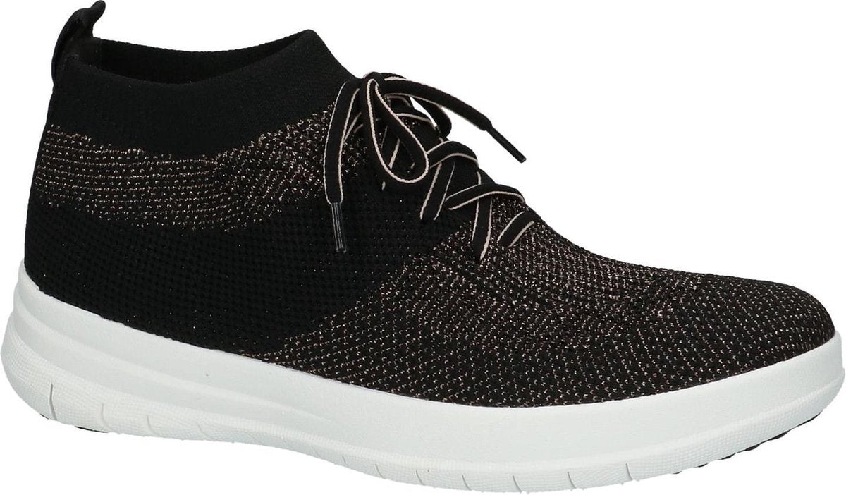 FitFlop - Uberknit Slip-On High Top Sneaker - Sneaker laag gekleed - Dames - Maat 39 - Zwart;Zwarte - J30-501 -Black/Bronze Metall