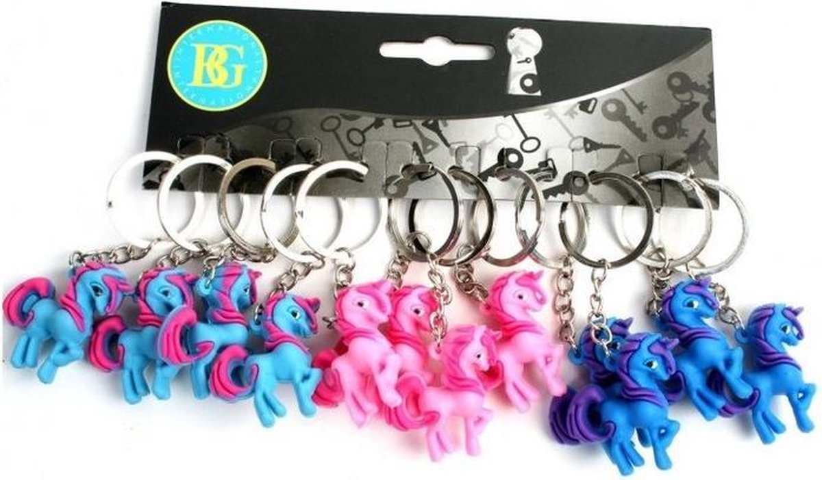 12 stuks unicorn eenhoorn sleutelhangers / uitdeelcadeautjes
