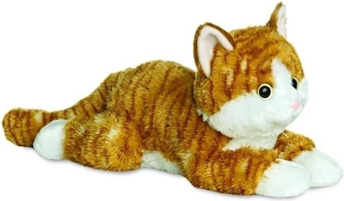 Pluche rode kater/kat/poes knuffel 30 cm - Poezen/katten huisdieren knuffels - Speelgoed voor peuters/kinderen