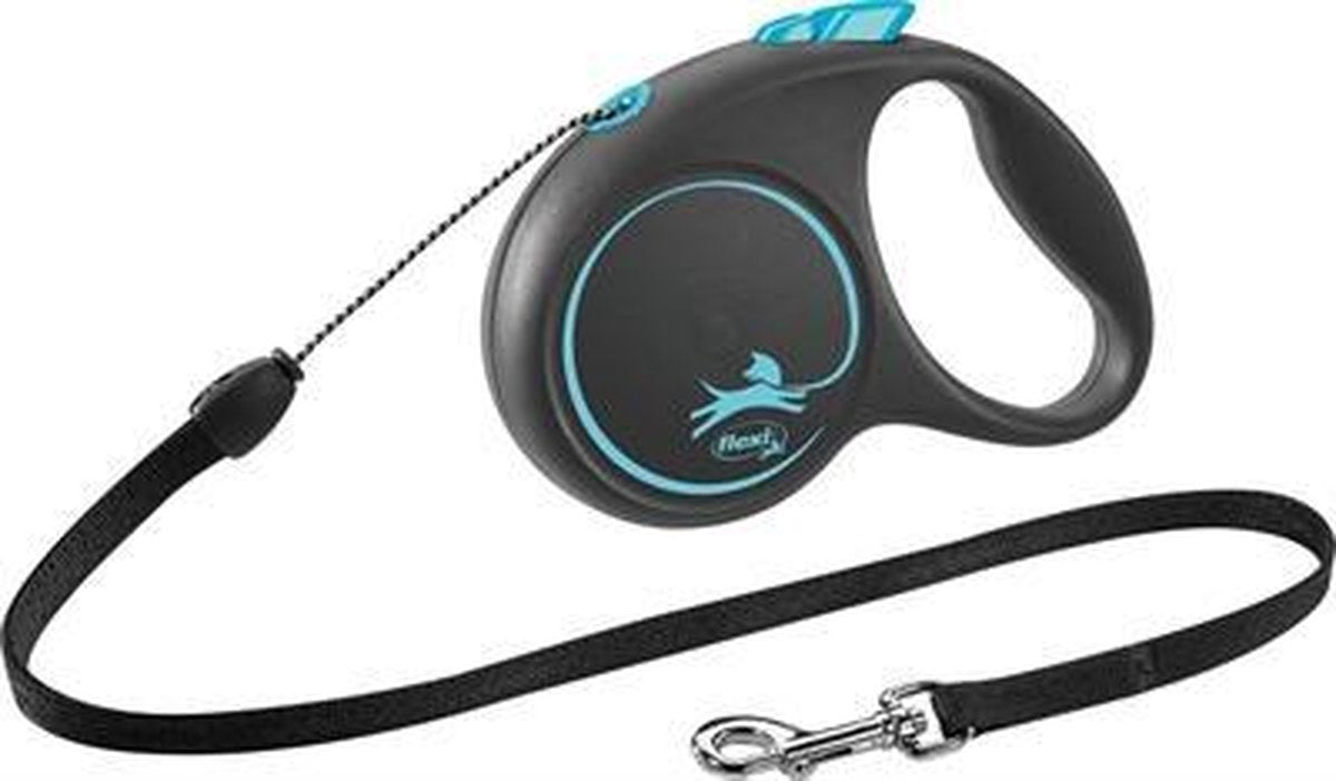 Flexi rollijn black design cord blauw - s 5 mtr tot 12 kg - 1 stuks