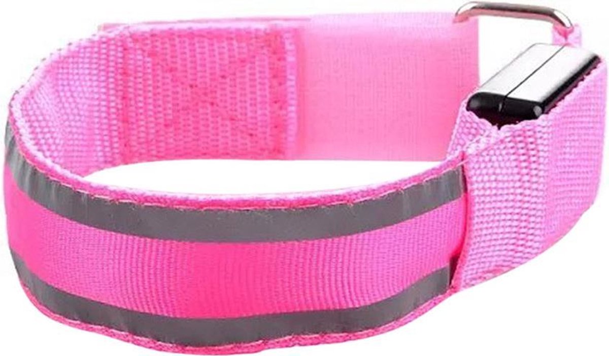 Hardloop LED Band | Reflecterende sport band | Veiligheidsbandje | Roze