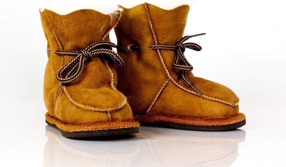 Bernardino baby slof wol/leer cognac Unisex  - Maat 20