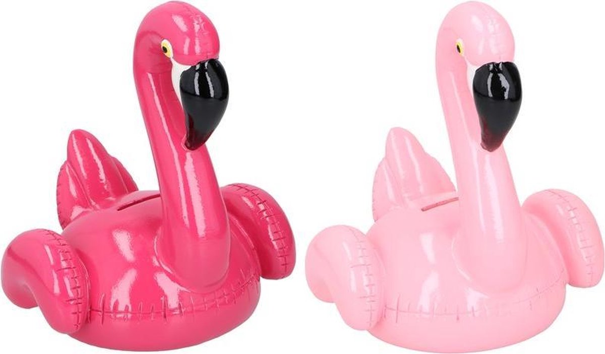 Spaarpot flamingo aardewerk 15x20cm