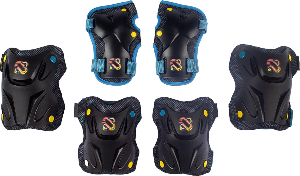 Nijdam Skate Beschermset Kinderen - Path Defender - Zwart/Blauw - L