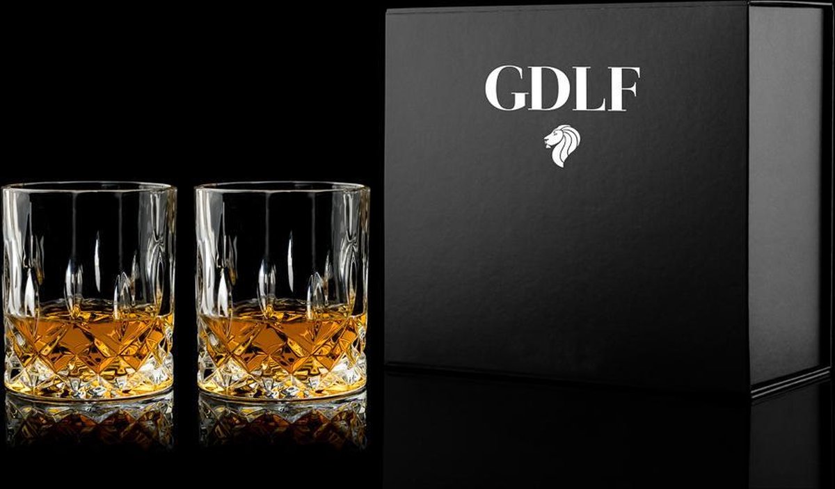 Vintage Whiskey Glazen Set Van 2 in Luxe Geschenkdoos by GDLF | Kado Man