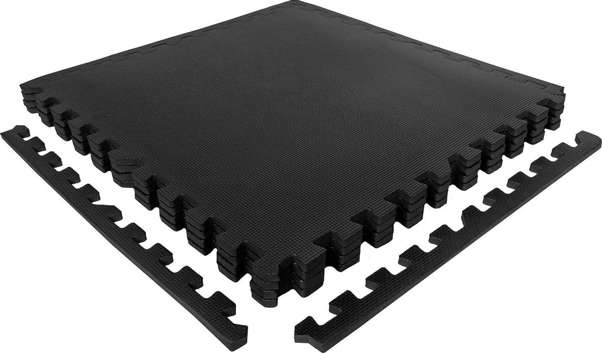 Vloermat fitness - VirtuFit Fitness Puzzelmat - 4-delig - 120 x 120 cm - Zwart