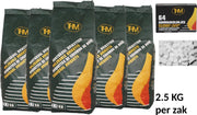 5 X houtskoolbriketten 2.5 Kg per -inclusief aanmaakblokjes 64 Stuks - Barbecue - BBQ - 5 Stuks - Totaal 12.5KG