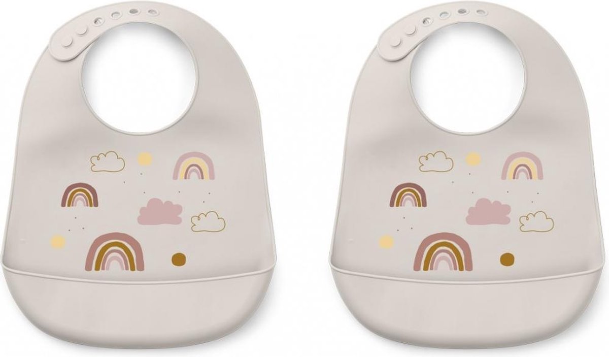 Tilda Silicone Bib 2-Pack Rainbow Love Sandy | Liewood