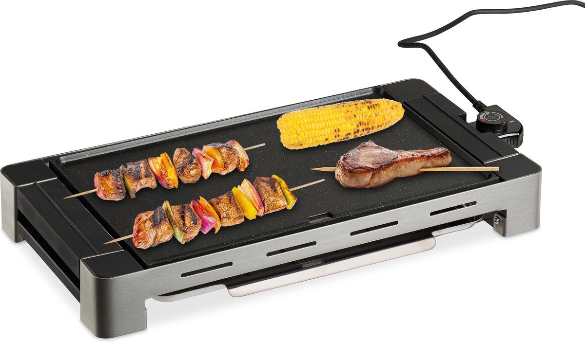 relaxdays elektrische bakplaat - elektrische grill - bakplaat - 1500 W - balkon barbecue