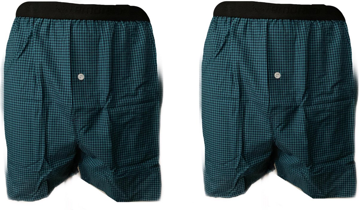 Embrator 2-stuks mannen Boxershort geruit donkerblauw/turquoise 3XL