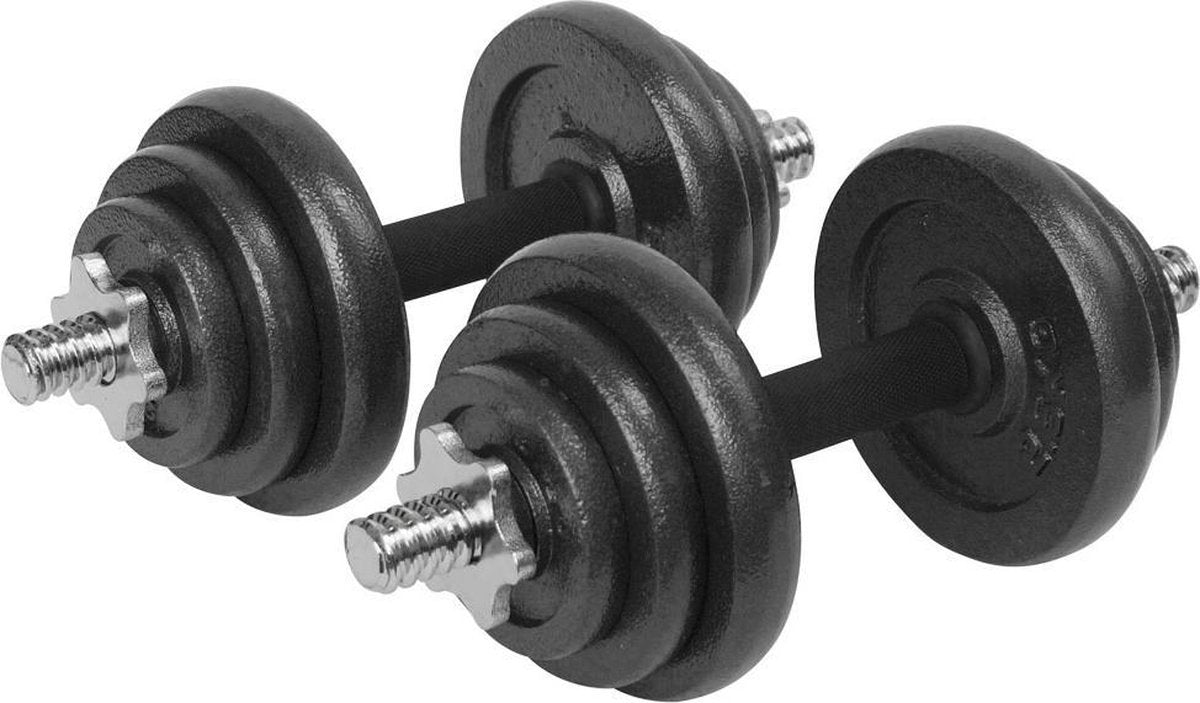 Verstelbare Dumbbell set 20 kg met koffer - Gietijzeren gewichten - 2x 10kg
