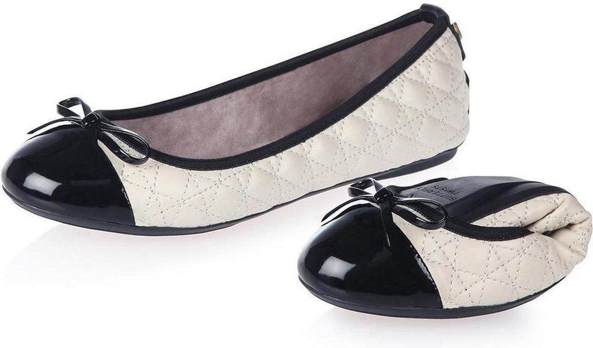 Sorprese – ballerina schoenen dames – Butterfly twists Olivia Cream/Black – maat 38 - ballerina schoenen meisjes