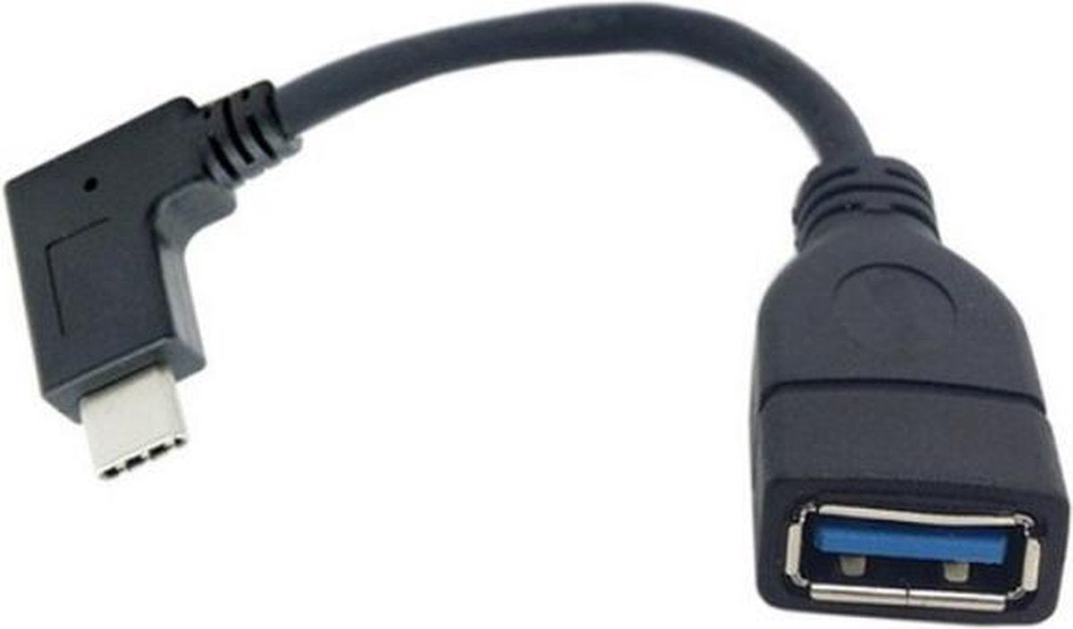 Coretek USB-C (m) haaks (links/rechts) - USB-A (v) adapter - USB3.0 / zwart - 0