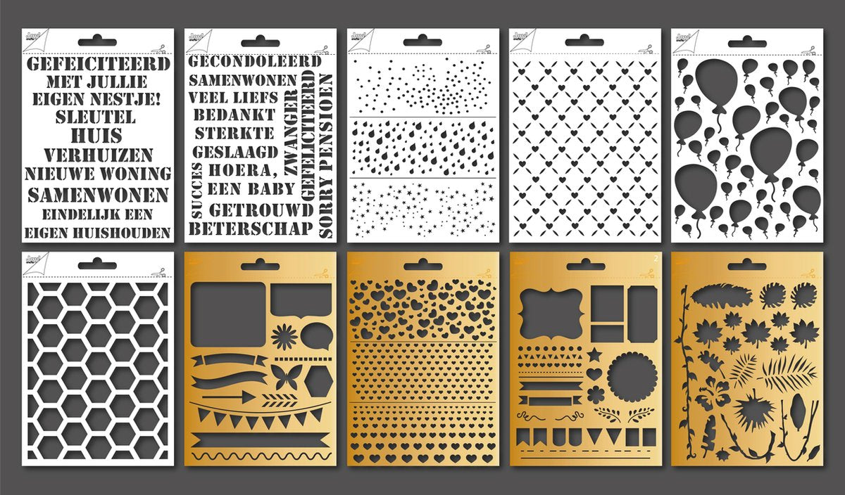 Joy!Crafts Bullet Journal polybesa stencils -  Scrapbooking  kinderen en volwassen - Tekensjablonen 10 stuks 10