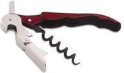Kurkentrekker - Bieropener- Flesopener Rood - Corkscrew - Sommelier- Blikopener- Roestvrijstaal- Wijn opener