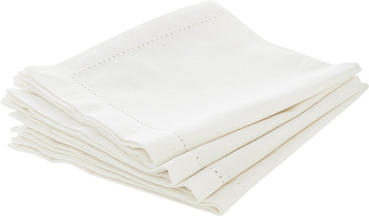 Atmosphera Katoenen Chambray servetten wit - 4 stuks - Stoffen servetten - 40 x 40 cm