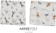 Set van 2 | Hydrofiele doek XL - 120x120 cm - Inbakerdoek - bosdieren - Swaddle doek groot - Hydrofiele luier -