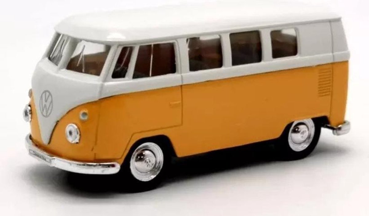 1963 Volkswagen T1 Bus (Geel/Wit) 1/34 Welly | Samba modelauto - schaalmodel - miniatuurauto