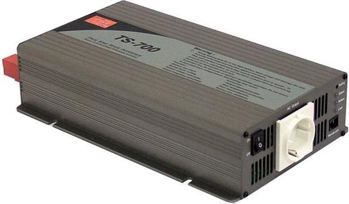 Mean Well - DC-AC inverter omvormer met zuivere sinusgolf  700 Watt. EU / NL stopcontact