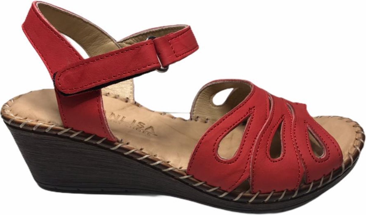 manlisa dames velcro sandaal rood 39