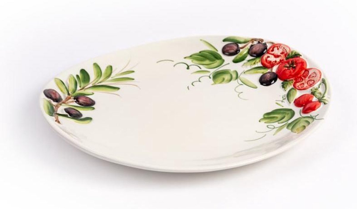 Ovaal bord met olijven en tomaten 30 x 26 cm | PO10 | Piccobella