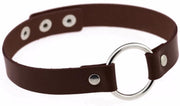 KIMU choker donkerbruin ring - PU leer collar ketting halsband sexy