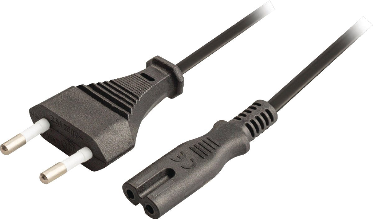 Bandridge stroomkabel met rechte C7 plug en rechte stekker - 2x 0