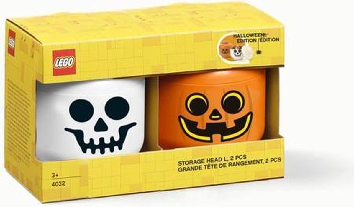 2-delige opbergdozenset LEGO-hoofd Pompoen en Skelet - Polypropyleen - LEGO