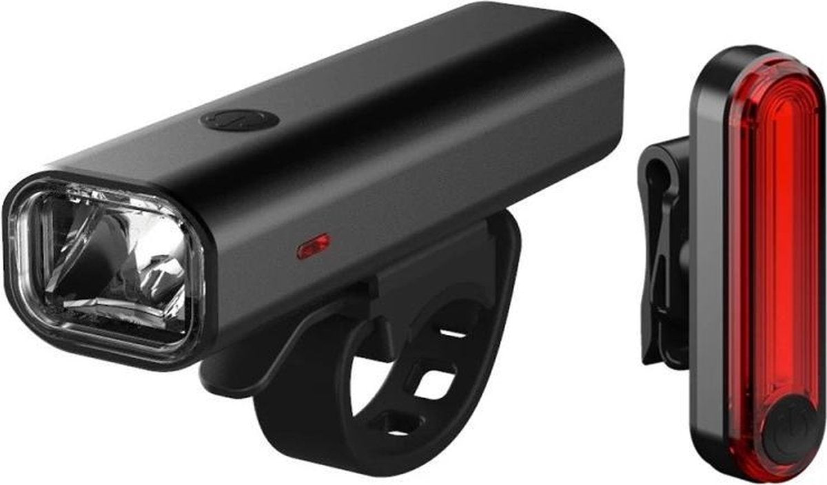 Fietsverlichting -Oplaadbaar via USB-Fietslamp zwart- voorlicht en achterlicht - waterbestendig