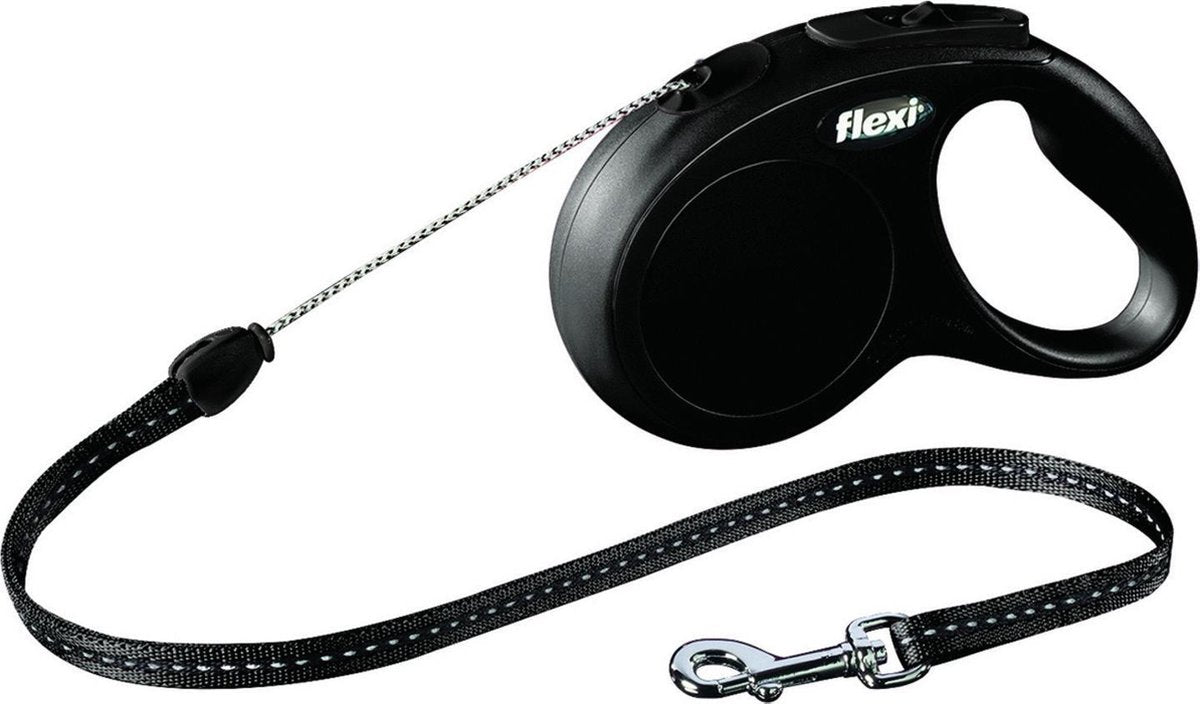 Flexi New Classic Koord - Hondenriem - Zwart - S - 5 m - (<12 kg)