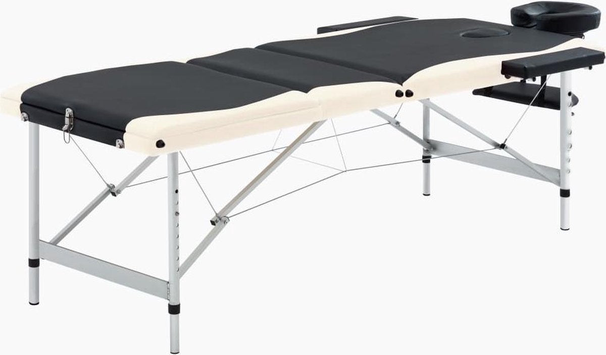 Medina Massagetafel inklapbaar 3 zones aluminium zwart en beige