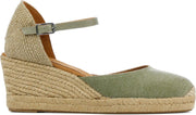 Unisa Vrouwen Textiel Espadrilles / Damesschoenen Plateauzool Hoogte 6 - 6.5 cm Gesp sluiting -  Caseres - Groen - maat 38