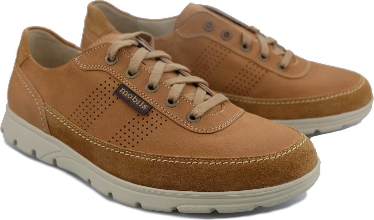 Mobils by Mephisto KENDRIX lederen herensneaker tobacco bruin *EXTRA BREED* - Maat 40
