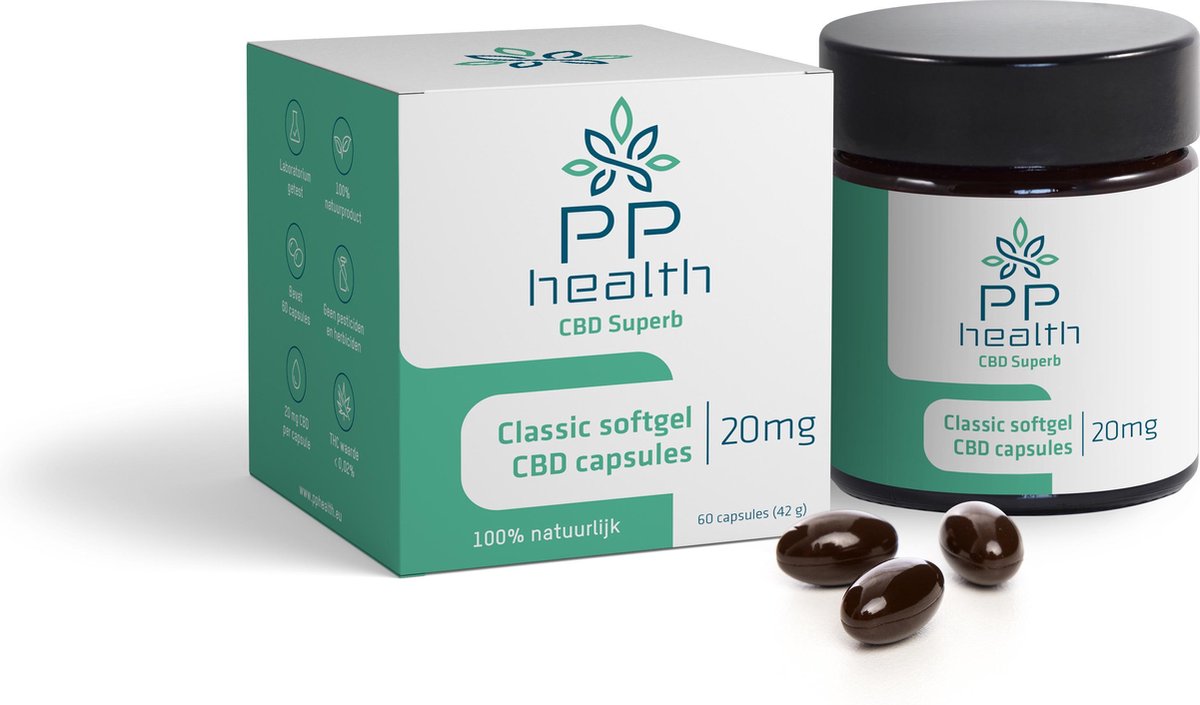 PP Health - CBD Softgel Capsules 20 mg - 60 stuks