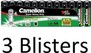 36 stuks (3 Blisters a 12 st) Camelion Green Zinc AA Batterijen