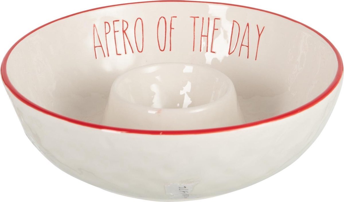 J-Line Schaal Dip Apero Keramiek Rood/Wit