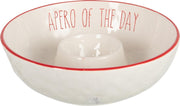 J-Line Schaal Dip Apero Keramiek Rood/Wit