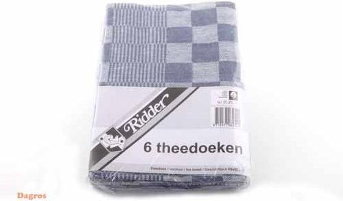 Sorbo Theedoek - 6 Stuks - Geblokt - Marine